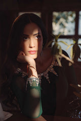 Emerald Green Crystal Georgette Salwar Kameez (3-Piece) - Image 8