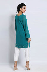 Sea Green Embroidered Georgette Chiffon Tunic (1-Pc) - Image 5