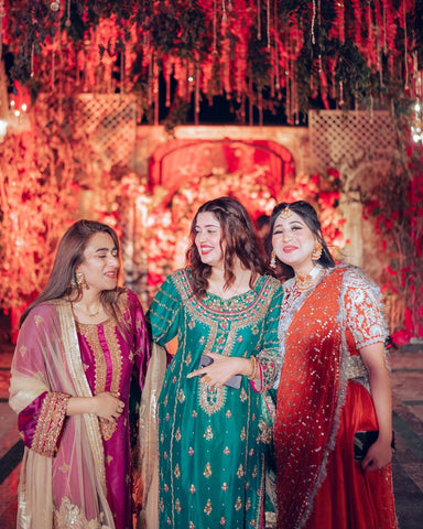 Emerald Green Embroidered Georgette Long Kameez (1-Pc) - Image 4