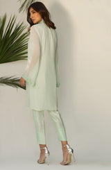 Pakistani Peppermint Green Mirror Embroidered Georgette Chiffon Suit (3-Piece) - Image 5