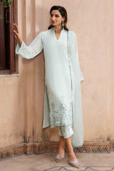 Mint Green Mirror Work Georgette Chiffon Salwar Kameez (3-Piece) - Image 6