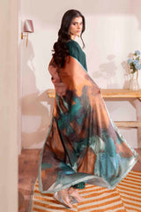 Emerald Green Embroidered Georgette Chiffon Co-ord Set (3-Piece) - Image 7