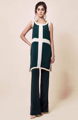 Green Colour Block Georgette Chiffon Salwar Kameez (2-Piece) - Image 2