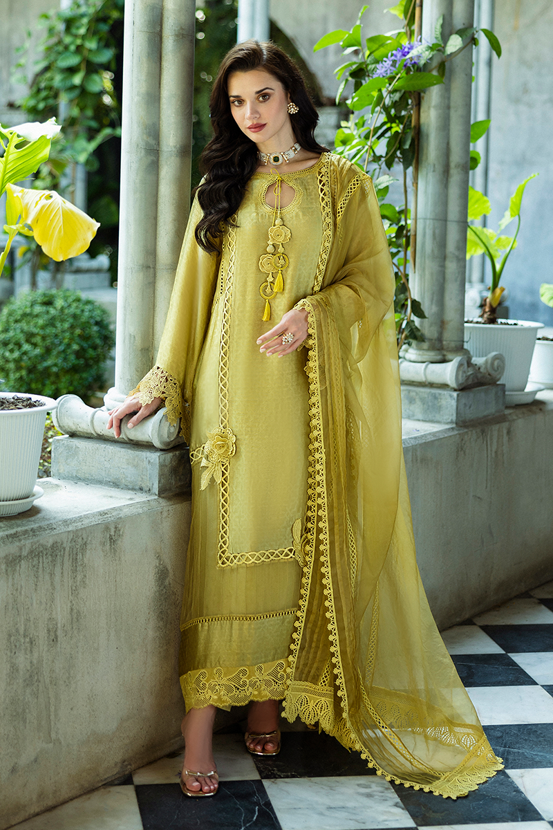 Olive Jacquard Salwar Kameez (3-Piece) - Image 1