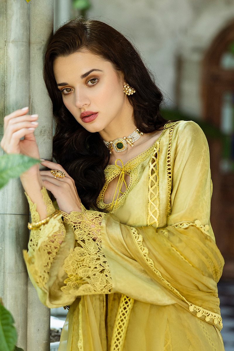 Olive Jacquard Salwar Kameez (3-Piece) - Image 11