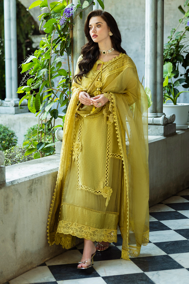 Olive Jacquard Salwar Kameez (3-Piece) - Image 14