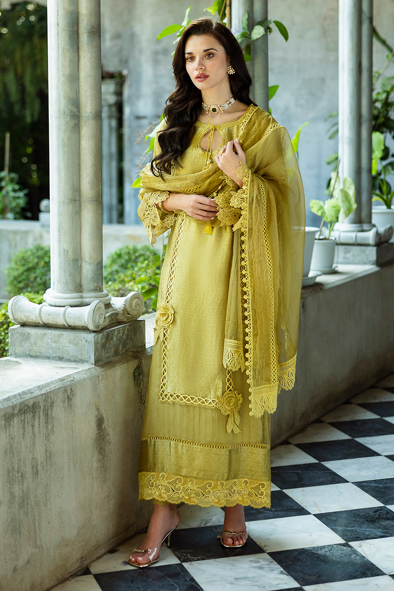 Olive Jacquard Salwar Kameez (3-Piece) - Image 17