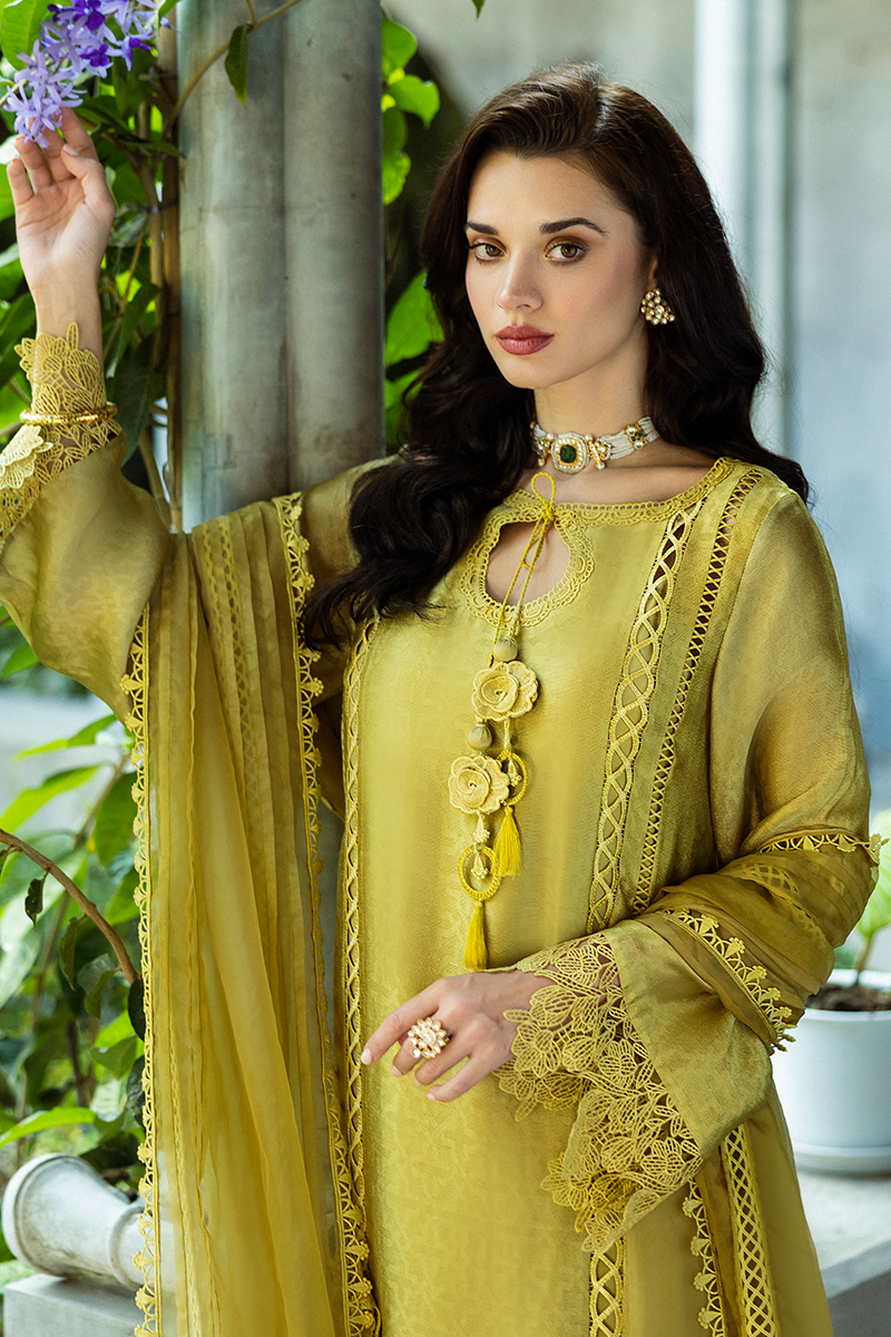 Olive Jacquard Salwar Kameez (3-Piece) - Image 2