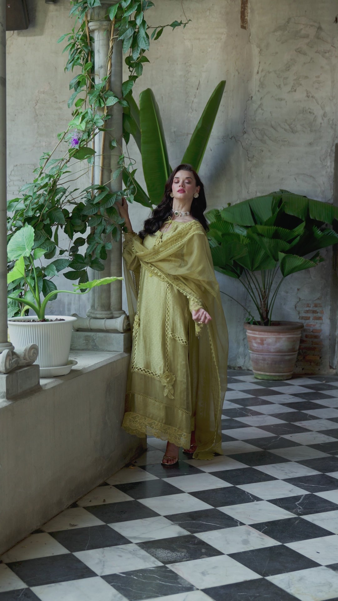 Olive Jacquard Salwar Kameez (3-Piece) - Image 20