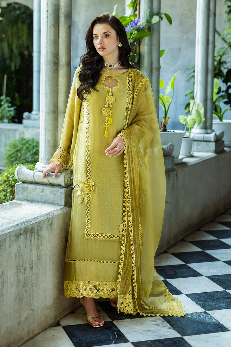 Olive Jacquard Salwar Kameez (3-Piece) - Image 3