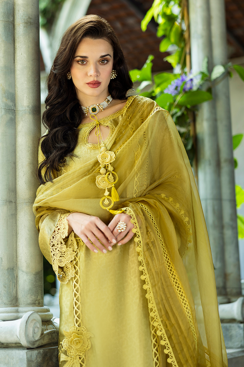 Olive Jacquard Salwar Kameez (3-Piece) - Image 4