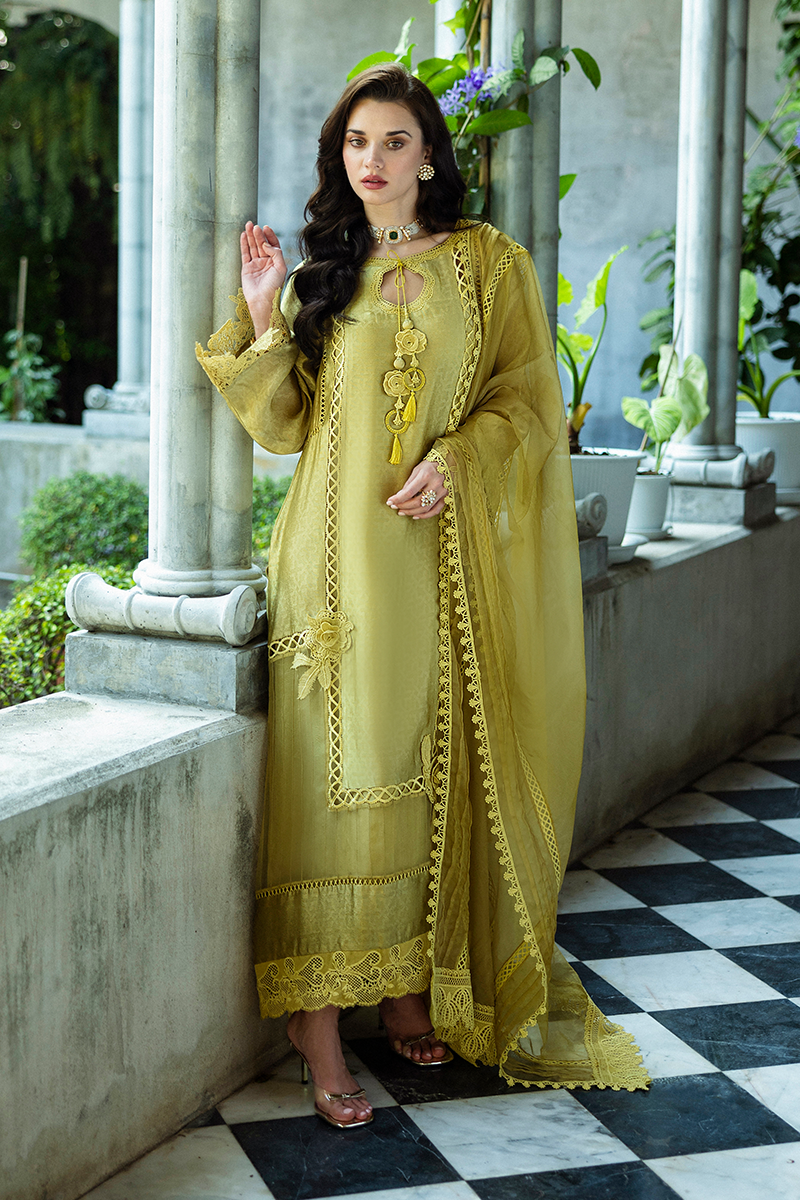 Olive Jacquard Salwar Kameez (3-Piece) - Image 9