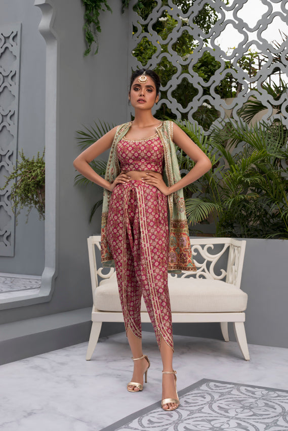 Mint Gota Embellished Khaddi Silk Salwar Kameez (3-Piece) - Image 4