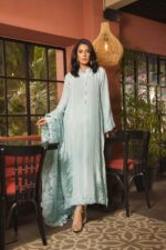 Ferozi Embroidered Korean Silk Salwar Kameez (3-Piece) - Image 7