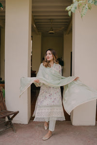 Pastel Green Chikankari Lawn Salwar Kameez (3-Piece) - Image 1