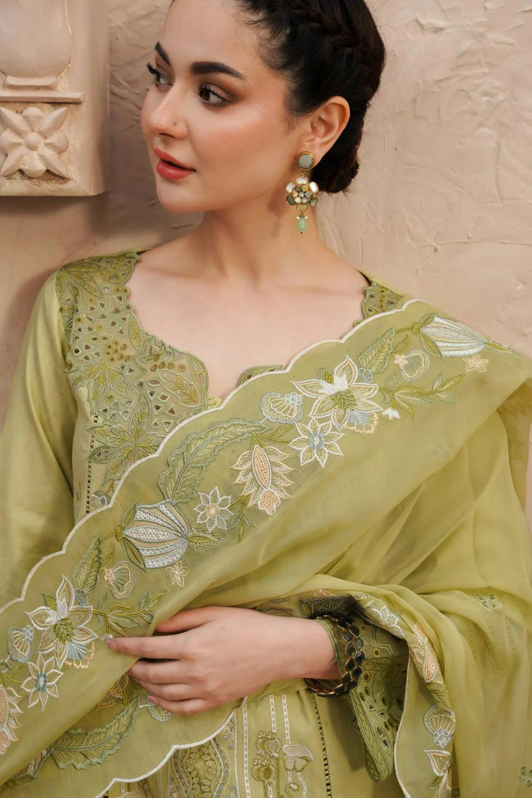 Light Green Embroidered Lawn 3-Piece Suit - Image 3