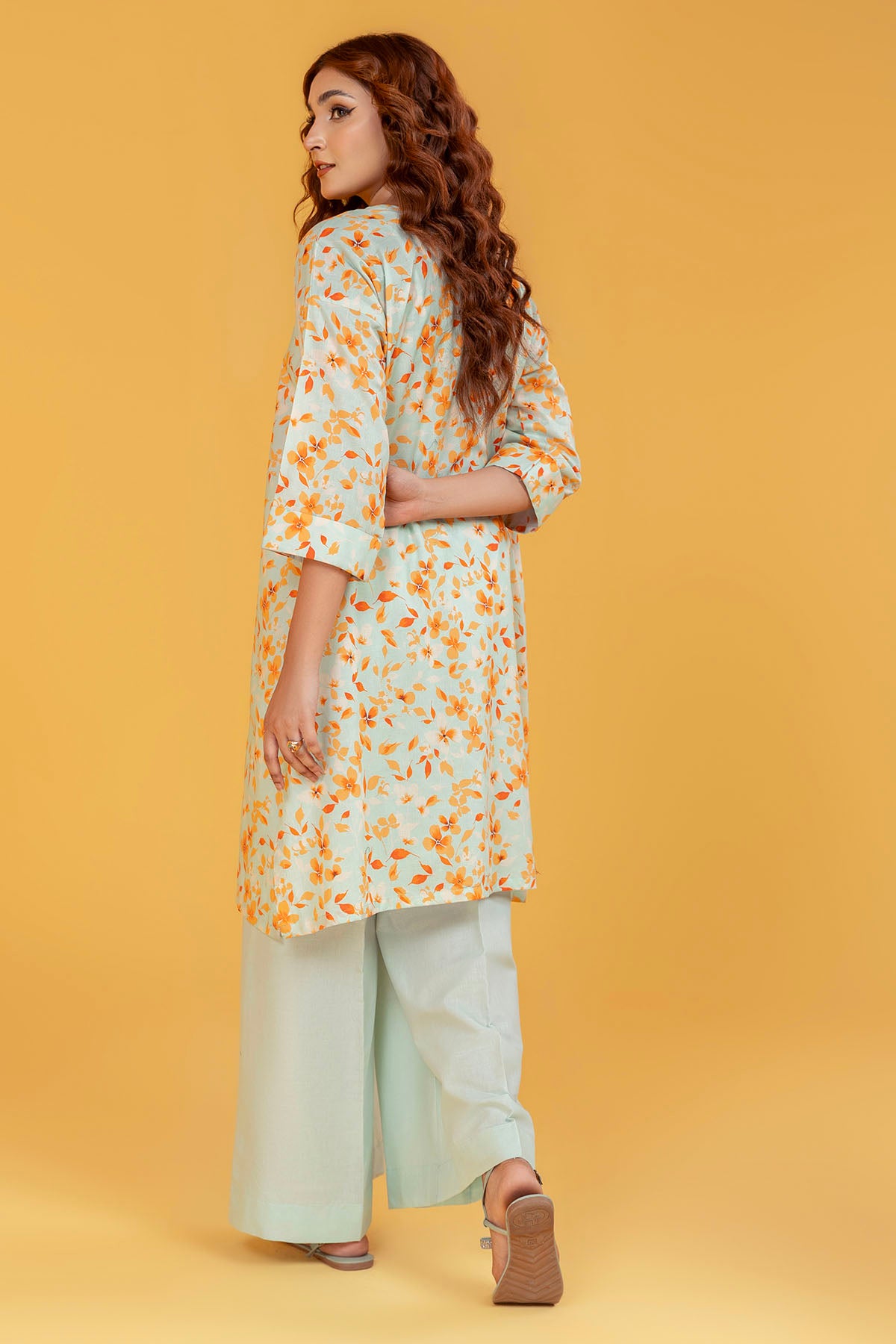 Pakistani Mint Green Digital Printed Lawn Kurta (2-Piece) - Image 5