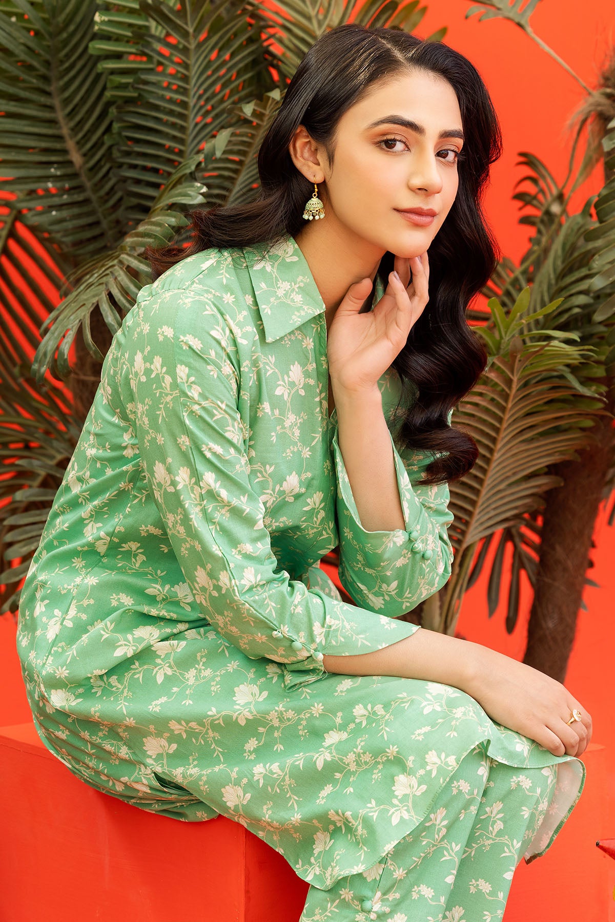 Mint Green Digital Printed Lawn Salwar Kameez (2-Piece) - Image 3