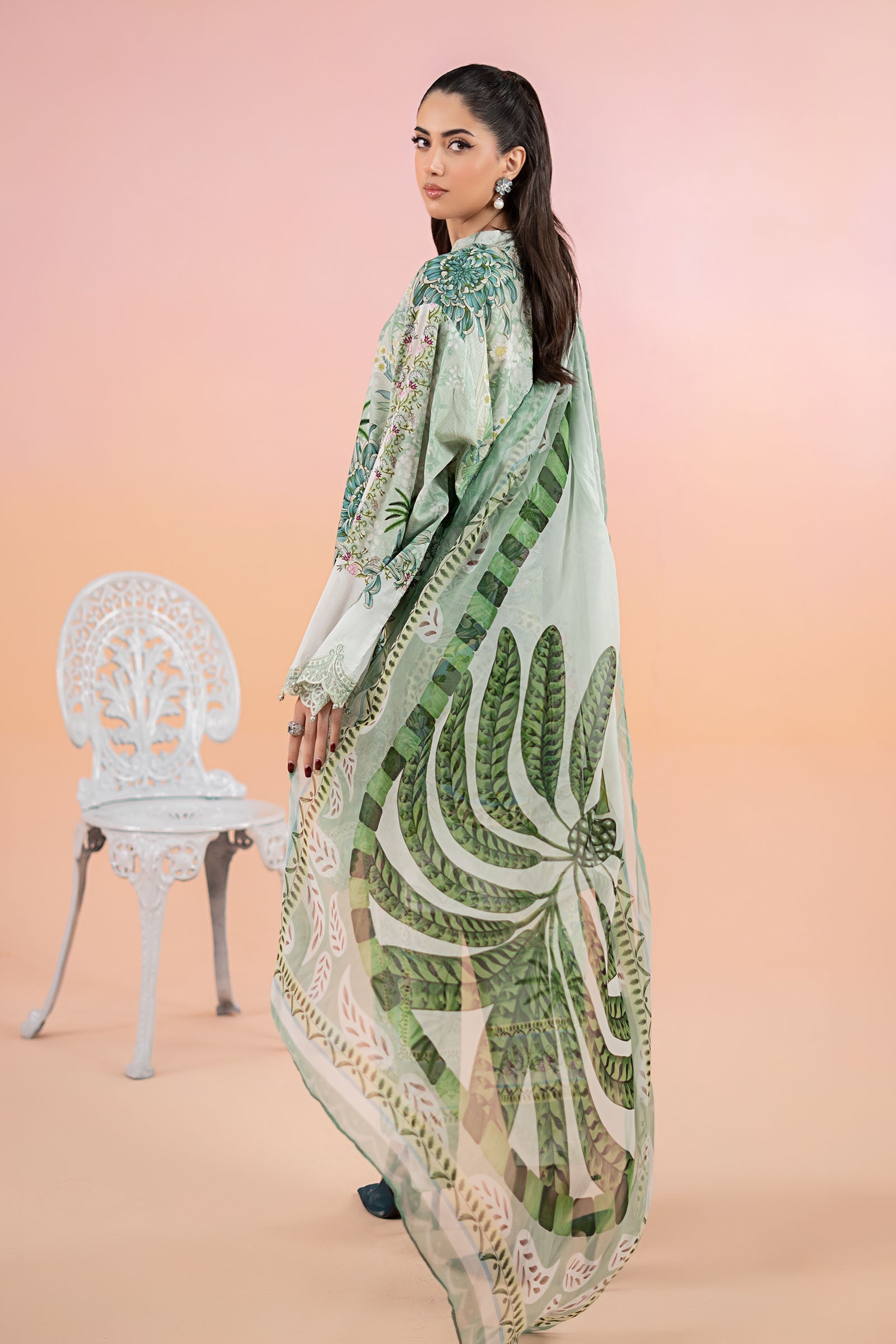 Pakistani Green Printed Lawn Salwar Kameez (3-Piece) - Image 6