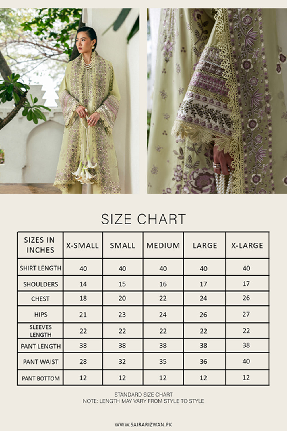 Pakistani Lime Green Embroidered Lawn & Organza Salwar Kameez (3-Piece) - Image 10