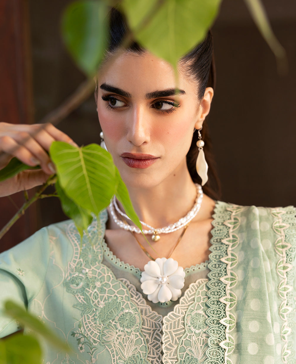 Mint Green Embroidered Lawn Salwar Kameez (3-Piece) - Image 6
