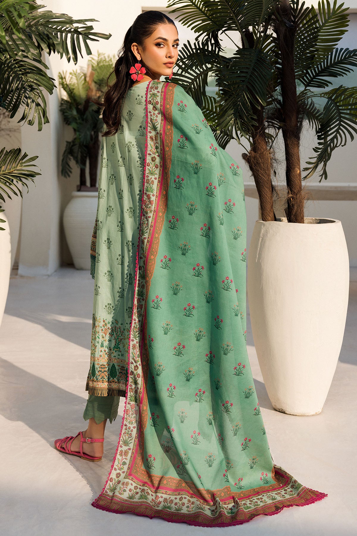 Mint Green Schiffli Embroidered Lawn 3-Piece Suit - Image 7