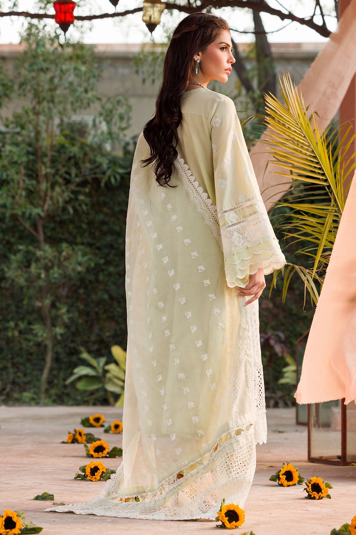 Pakistani Pistachio Schiffli Embroidered Lawn 3-Piece Suit - Image 6
