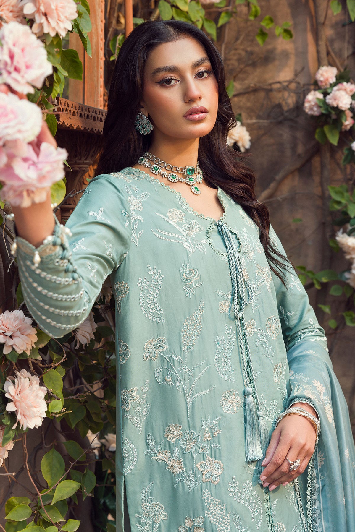 Seafoam Schiffli Embroidered Lawn Suit (3-Piece) - Image 3