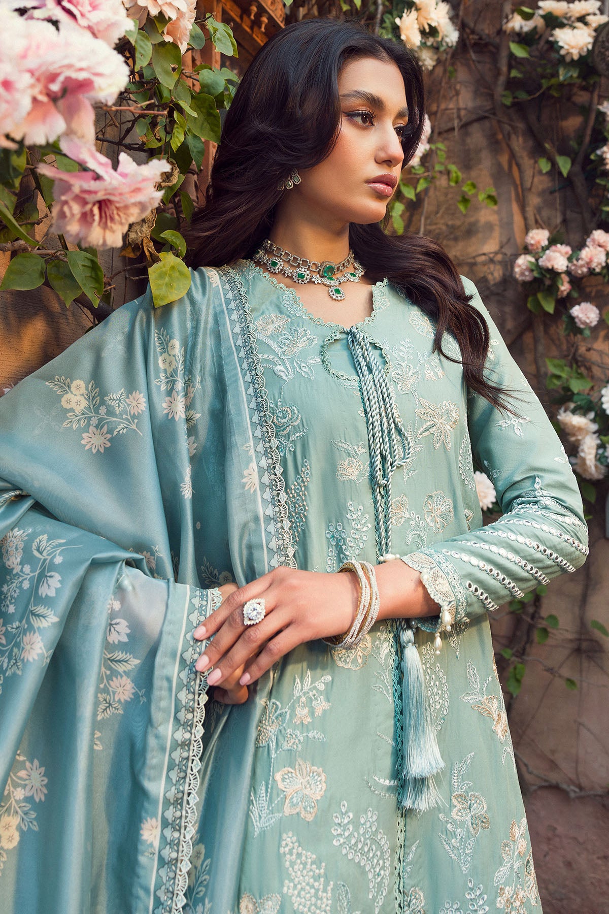 Seafoam Schiffli Embroidered Lawn Suit (3-Piece) - Image 4