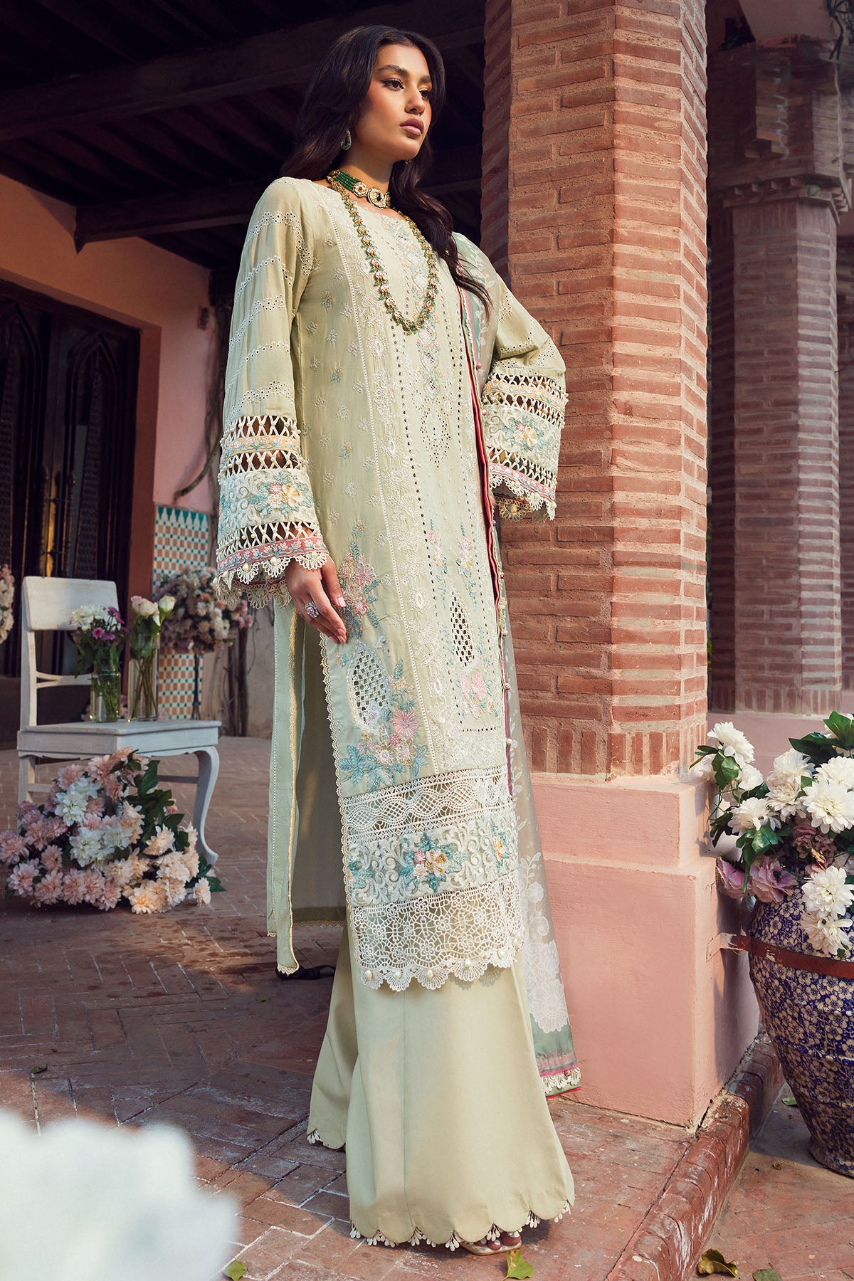 Pistachio Schiffli Embroidered Lawn 3-Piece Suit - Image 2