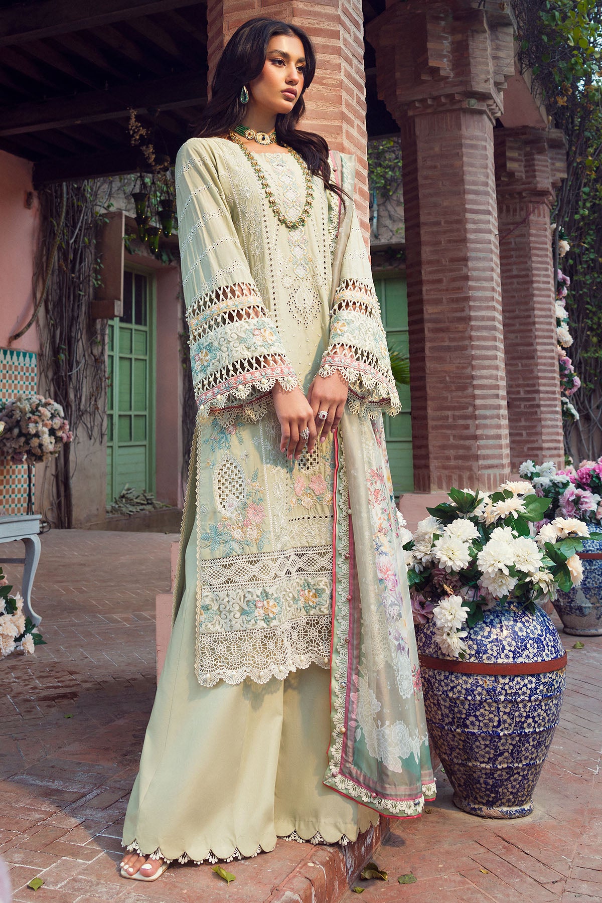 Pistachio Schiffli Embroidered Lawn 3-Piece Suit - Image 4