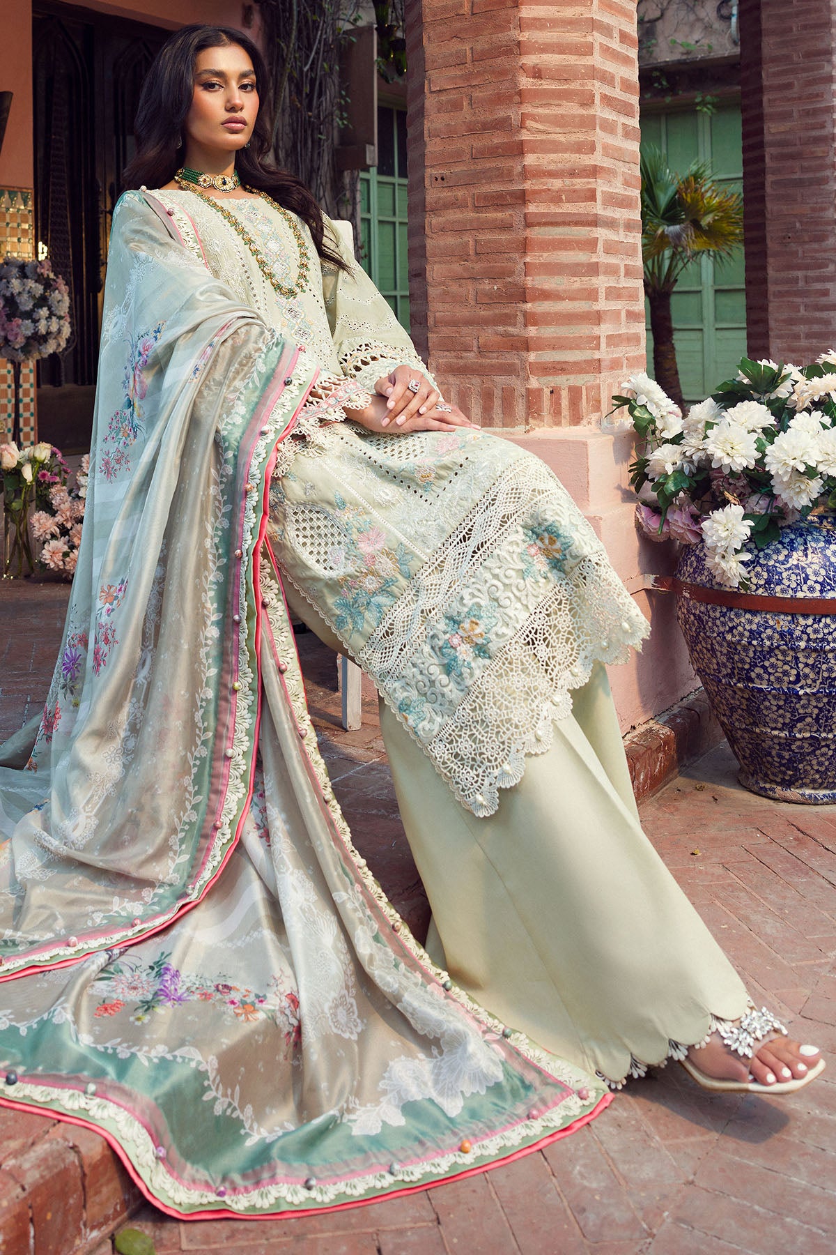 Pistachio Schiffli Embroidered Lawn 3-Piece Suit - Image 6