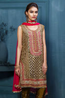 Mehndi Green Gota Dabka Net Salwar Kameez (3-Piece) - Image 3