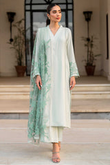 Pakistani Mint Green Appliqué Organza Salwar Kameez (3-Piece) - Image 3