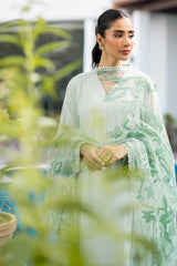 Pakistani Mint Green Appliqué Organza Salwar Kameez (3-Piece) - Image 5