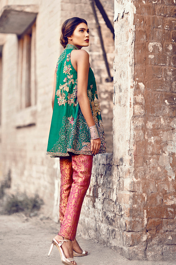 Emerald Embroidered Net Organza Jacket (2-Piece) - Image 2