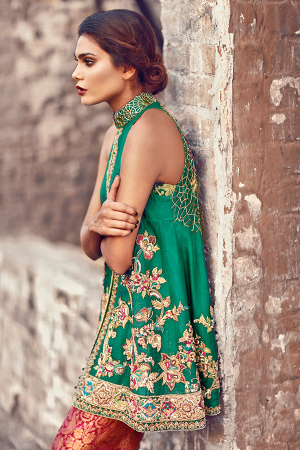 Emerald Embroidered Net Organza Jacket (2-Piece) - Image 4