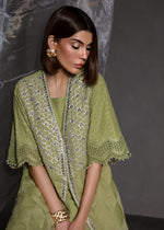 Lime Green Swarovski Embroidered Organza & Raw Silk Salwar Kameez (2-Piece) - Image 7
