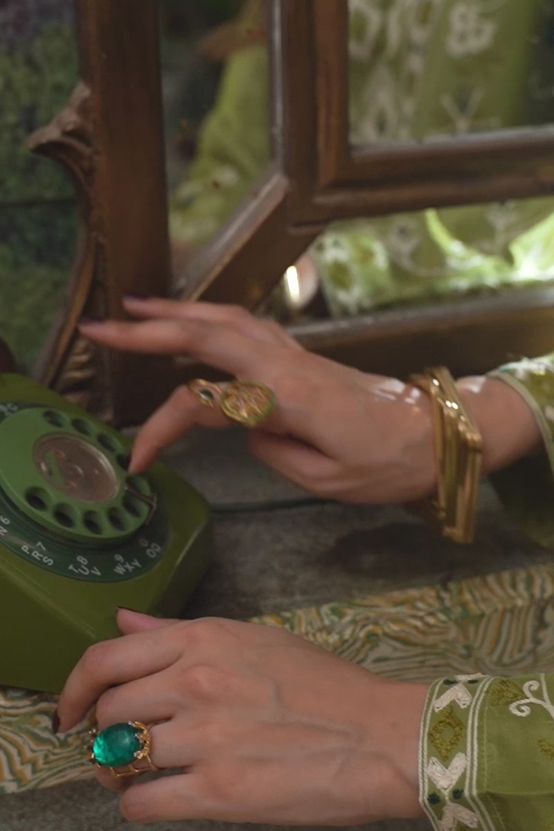 Dhani Green Aari Embroidered Raw Silk Kurta (2-Piece) - Image 6