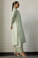 Mint Cutwork Raw Silk Salwar Kameez (3-Piece) - Image 4