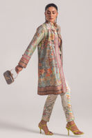 Pakistani Mint Digital Printed Raw Silk Salwar Kameez (2-Piece) - Image 2