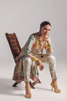 Pakistani Mint Digital Printed Raw Silk Salwar Kameez (2-Piece) - Image 3
