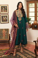 Rainforest Green Embroidered Korean Raw Silk Culotte Set (3-Piece) - Image 2