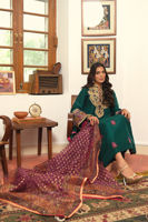 Rainforest Green Embroidered Korean Raw Silk Culotte Set (3-Piece) - Image 3