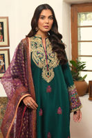 Rainforest Green Embroidered Korean Raw Silk Culotte Set (3-Piece) - Image 5