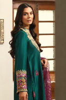 Rainforest Green Embroidered Korean Raw Silk Culotte Set (3-Piece) - Image 7