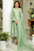 Sage Green Embroidered Raw Silk Kurta Set (3-Piece) - Image 2