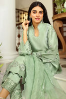 Sage Green Embroidered Raw Silk Kurta Set (3-Piece) - Image 3