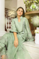 Sage Green Embroidered Raw Silk Kurta Set (3-Piece) - Image 5