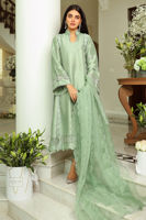 Sage Green Embroidered Raw Silk Kurta Set (3-Piece) - Image 7